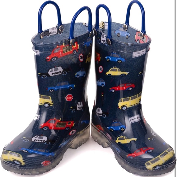 AUTOMOBILE CARS LIGHT UP RAIN BOOTS. WORN 3X. BRAND NEW CONDITION. - Picture 4 of 11
